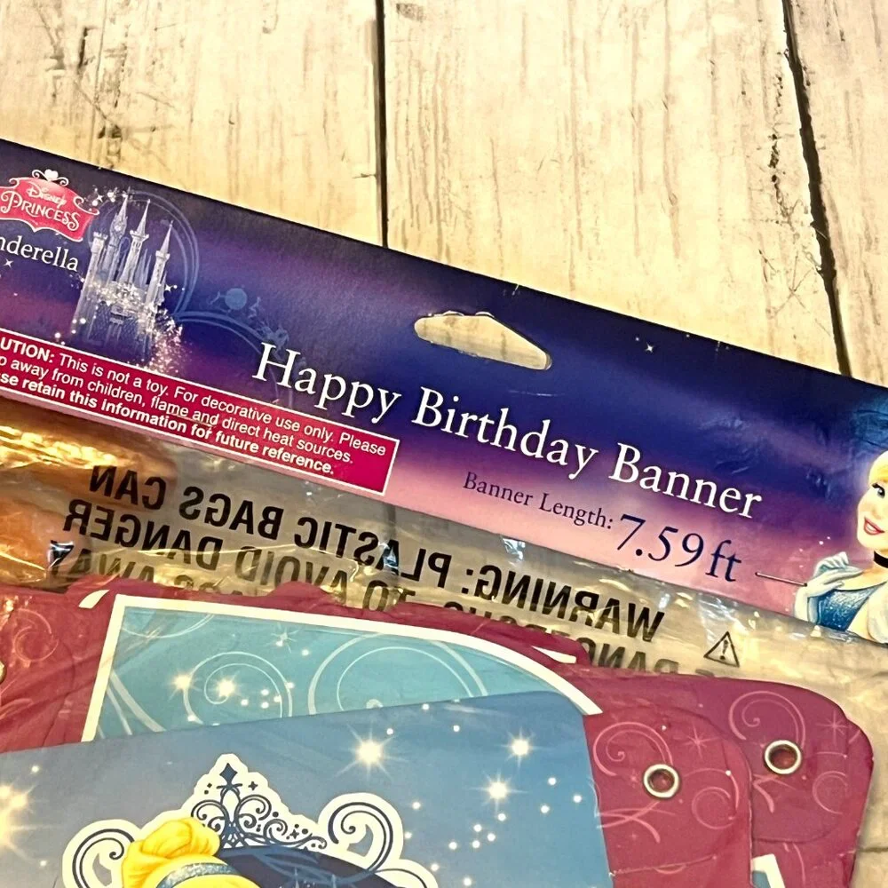 Disney Princess Cinderella Happy Birthday Banner Designware NEW SEALED